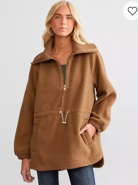 Varley Parnel Half-Zip Fleece Brown Women’s Medium Cozycore Luxe - Picture 2 of 8